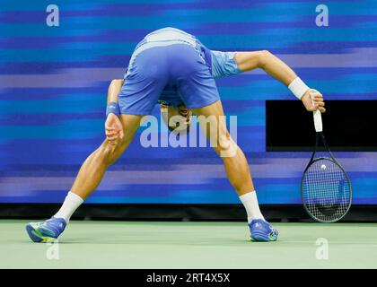 New York, États-Unis, 10 septembre 2023. Le joueur de tennis serbe Novak Djokovic à l'US Open 2023 au Centre national de tennis Billie Jean King le dimanche 10 septembre 2023. © Juergen Hasenkopf / Alamy Live News Banque D'Images