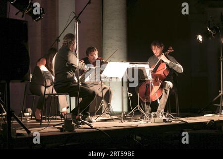 Rome, Italie. 10 septembre 2023. Pessoa Quartet à la 3e journée du Festival de musique Bravetta au Cloître du bon Berger . Le Festival a été parrainé par la XIIe Municipalité avec la participation de Roma capitale et avec la collaboration du lycée scientifique Marcello Malpighi de Rome. (Photo de Daniela Franceschelli/Pacific Press) crédit : Pacific Press Media production Corp./Alamy Live News Banque D'Images