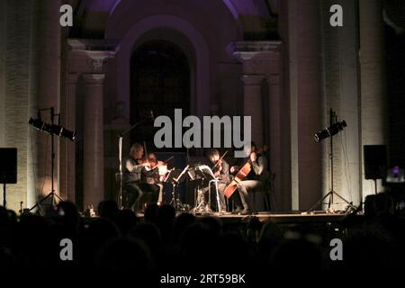 Rome, Italie. 10 septembre 2023. Pessoa Quartet à la 3e journée du Festival de musique Bravetta au Cloître du bon Berger . Le Festival a été parrainé par la XIIe Municipalité avec la participation de Roma capitale et avec la collaboration du lycée scientifique Marcello Malpighi de Rome. (Photo de Daniela Franceschelli/Pacific Press) crédit : Pacific Press Media production Corp./Alamy Live News Banque D'Images