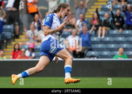 Blacburn, Royaume-Uni. 10 septembre 2023. Blackburn, Angleterre, 10 septembre 2023 ; Meg Hornby (11 Blackburn Rovers) célèbre son but lors du match contre Sheffield United à Ewood Park, Blackburn, Angleterre le 10 septembre 2023 (Sean Chandler/SPP) crédit : SPP Sport Press photo. /Alamy Live News Banque D'Images