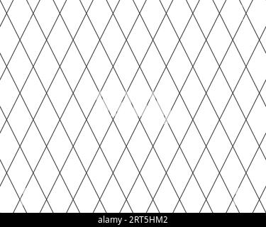 Motif sans couture de grille de lignes transversales diagonales. Texture de diamant géométrique. Maillage de ligne diagonale noire sur fond blanc. Tissu matelassé minimal. Métallique Illustration de Vecteur