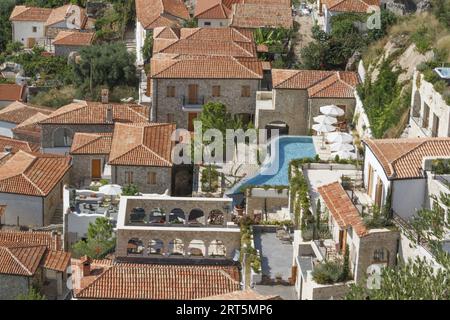 Dhermi sur la côte sud-est de la Riviera albanaise Banque D'Images