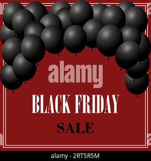 Affiche de vente Black friday avec ballons brillants. Illustration de Vecteur