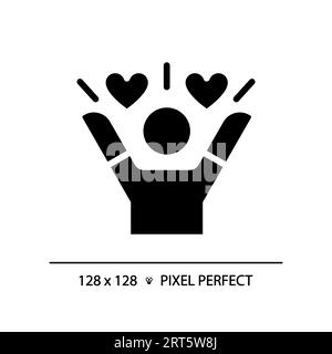 Icône noire de style glyphe de vie sain Pixel Perfect Illustration de Vecteur