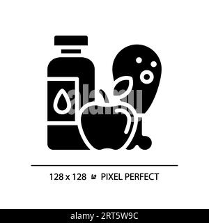 Icône noire de style glyphe Pixel Perfect Healthy Diet Illustration de Vecteur