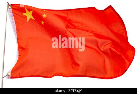 Drapeau de la Chine agitant sur le mât de drapeau dans le vent Banque D'Images