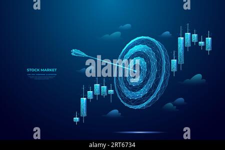 Cible numérique avec flèche d'arc dans le bullseye avec chandelier japonais. Illustration de Vecteur