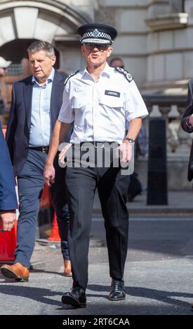 Londres, Royaume-Uni. 11 septembre 2023. Londres, Royaume-Uni. Septembre 11 2023. Mark Rowley, commissaire de police de Metropolis, est vu à Westminster avant de prononcer un discours sur la lutte contre le crime dans Policy Exchange. Crédit : Tayfun Salci/Alamy Live News Banque D'Images