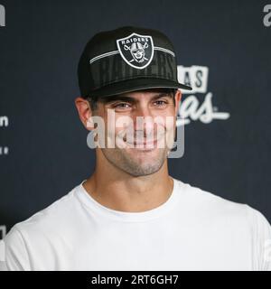 Le quarterback des Raiders de Las Vegas Jimmy Garoppolo lors d'une presse à Las Vegas le 6 septembre. Banque D'Images