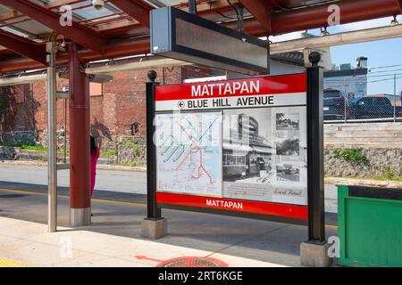 Boston MBTA Red Line extension Ashmont - plate-forme de la ligne Mattapan au terminal de la station Mattapan à Mattapan, Boston, Massachusetts ma, États-Unis. Banque D'Images