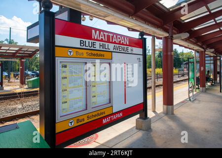 Boston MBTA Red Line extension Ashmont - plate-forme de la ligne Mattapan au terminal de la station Mattapan à Mattapan, Boston, Massachusetts ma, États-Unis. Banque D'Images