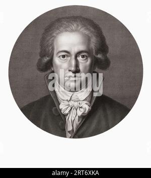 Johann Wolfgang von Goethe, 1749 – 1832. Poète, romancier, dramaturge, philosophe naturel, diplomate et fonctionnaire allemand. D'après un imprimé contemporain. Banque D'Images