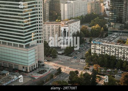 Vue depuis le Palais de la Culture et de la Science, à Varsovie, Pologne Banque D'Images