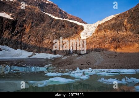 Les icebergs et le glacier Angel, parc national Jasper, Alberta, Canada Banque D'Images