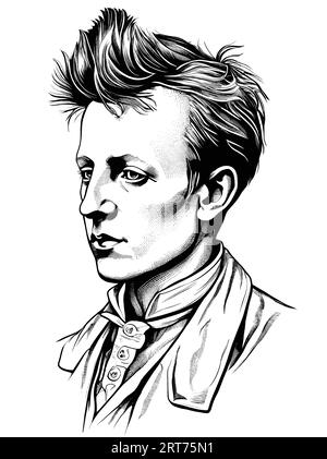 Portrait de Jean Nicolas Arthur Rimbaud Illustration de Vecteur