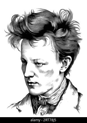 Caricature du poète français Arthur Rimbaud Illustration de Vecteur