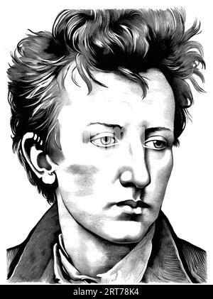 Arthur Rimbaud Cartoon du poète français Illustration de Vecteur