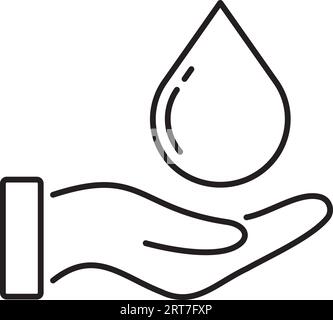 vector une main avec une goutte d'eau. économie d'eau. une goutte d'eau dans l'illustration vectorielle de main sur fond blanc. Illustration de Vecteur