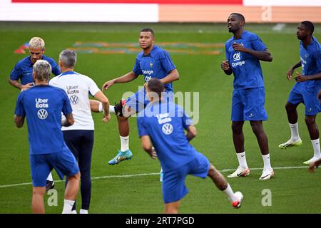 Dortmund, Allemagne. 11 septembre 2023. Kylian Mbappe (M) lors de la dernière séance de formation. Les équipes nationales d'Allemagne et de France se rencontreront mardi à Düsseldorf. Crédit : Federico Gambarini/dpa/Alamy Live News Banque D'Images