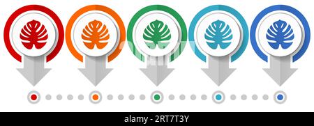 Jeu d'icônes vectorielles de plantes tropicales, modèle d'infographie de conception plate, définir des icônes de concept de pointeur dans 5 options de couleur pour le webdesign et les applications mobiles Illustration de Vecteur