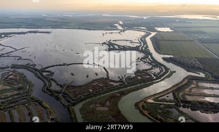 Vue aérienne de la lagune de Caorle, à Brussa, province de Venise Banque D'Images