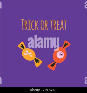 fond d'halloween avec le lettrage tour ou friandise Illustration de Vecteur