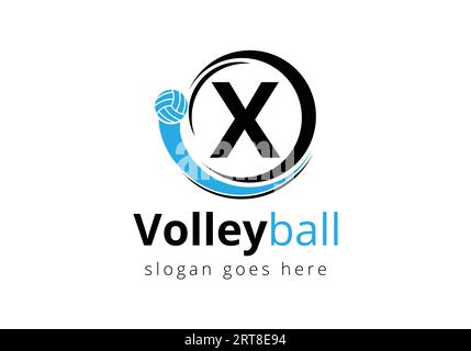 Concept initial Letter X Volleyball logo. Modèle de vecteur de symbole de sport de volleyball Illustration de Vecteur
