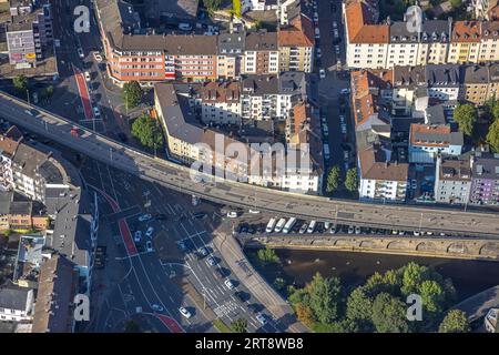 Vue aérienne, route surélevée Eckeseyer Straße, Altenhagen, Hagen, région de la Ruhr, Rhénanie du Nord-Westphalie, Allemagne, DE, pont Eckesey, Europe, photo aérienne Banque D'Images