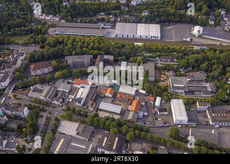 Vue aérienne, Christian-Rohlfs-Gymnasium, Gem. École primaire Geweke, école primaire FESH - Freie evangelische Schule Hagen, rivière Ennepe, HFS Ha Banque D'Images