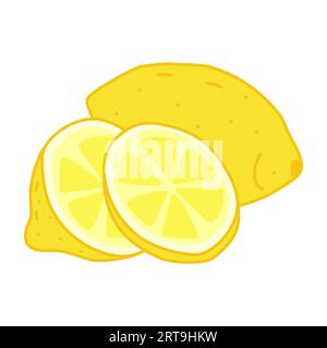 Citron avec des tranches, illustration vectorielle plate de style doodle Illustration de Vecteur