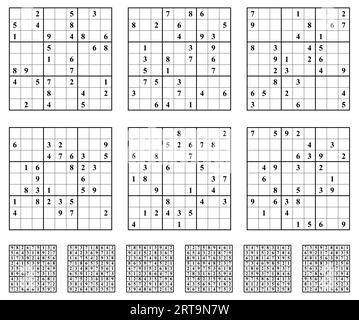 Jeu de Sudoku avec réponses difficulté moyenne. Illustration de Vecteur
