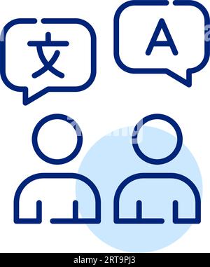 Personnes communiquant dans différentes langues. Icône Pixel Perfect Illustration de Vecteur