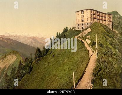Hotel Stanserhorn, Stanserhorn, Nidwald, Suisse 1890. Banque D'Images