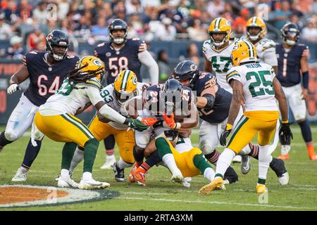 Chicago, Illinois, États-Unis. 10 septembre 2023. Chicago porte le #24 Khalil Herbert en action lors d'un match contre les Packers de Green Bay à Chicago, Illinois. Mike Wulf/CSM/Alamy Live News Banque D'Images