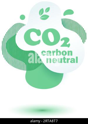 Timbre CO2 carbone neutre. Empreinte de dioxyde de carbone neutre Stiker Illustration de Vecteur