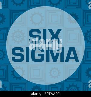 Texte du cercle de texture bleue six Sigma Gears Banque D'Images