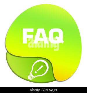 FAQ - Foire aux questions Vert jaune gradient Bulb texte circulaire Banque D'Images