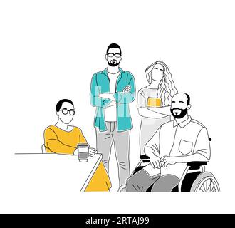 Icône de dessin vectoriel de concept d'entreprise inclusif. Illustration de Vecteur