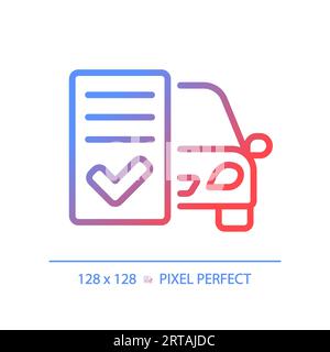 Icône d'assurance automobile à gradient linéaire fin 2D. Illustration de Vecteur