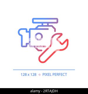 Icône de réparation de moteur de voiture à gradient linéaire fin 2D. Illustration de Vecteur