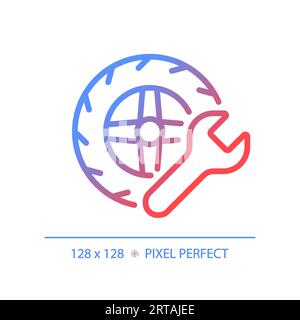 Icône de réparation de roue à gradient linéaire fin 2D. Illustration de Vecteur