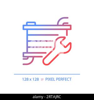 Icône de réparation de radiateur de voiture à gradient linéaire fin 2D. Illustration de Vecteur