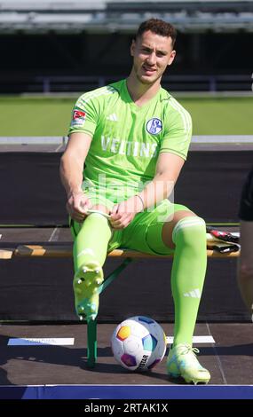 Wolfsburg, Deutschland. 11 septembre 2023. Firo : 09/11/2023 football, football, saison 2023/2024 2e Bundesliga FC Schalke 04 séance photo Schalke 04 gardien Justin Heekeren crédit : dpa/Alamy Live News Banque D'Images