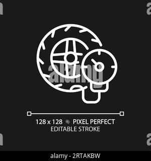 Icône de gonflage de pneu blanc à ligne mince personnalisable en 2D. Illustration de Vecteur