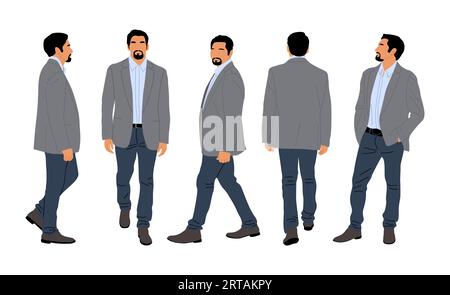 Jeu de caractères d'homme d'affaires dans différentes poses. Illustration de Vecteur