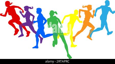 Ensemble de silhouettes de sport de running Silhouette Runners Illustration de Vecteur