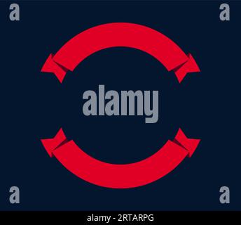 Modèle de logo de bannière circulaire. Deux rubans ronds rouges avec espace au milieu. Espace de copie. Illustration vectorielle. Elément de conception. Vecteur traditionnel. Illustration de Vecteur