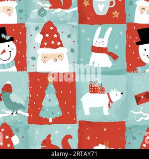 Beau motif sans couture de noël, personnages mignons et décoration, idéal pour le papier d'emballage, les textiles, les bannières, les papiers peints - conception vectorielle Illustration de Vecteur