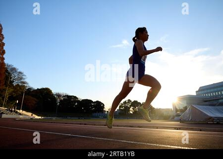 Athlète japonais sur la voie d'exécution Banque D'Images