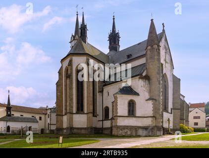 Monastère Église de l'abbaye cistercienne de Vyšší Brod dans la vallée de Moldau en République tchèque Banque D'Images